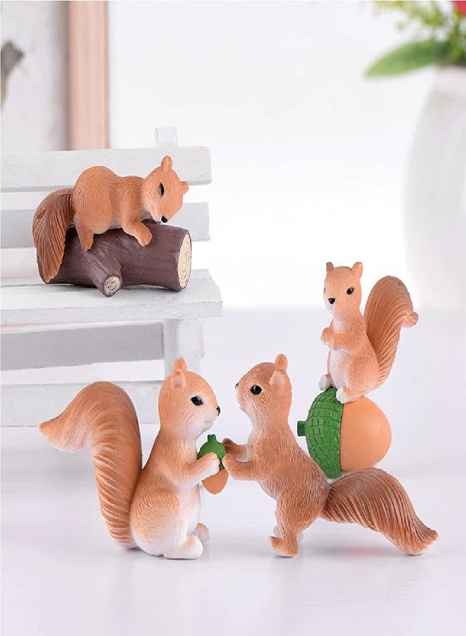 BHOOLU&GOOLU Resin Made Cute Squirrel Family Animal Figurine Miniature Showpiece - 4 Pcs Set (Size : 3-5 CM) - Image 3